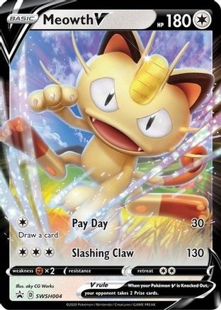 Meowth V SWSH004 - Holofoil SWSH Sword & Shield Promo Cards - Promo
