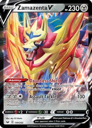 Zamazenta V 139/202 - Holofoil SWSH01 Sword & Shield Base Set - Ultra Rare