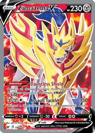 Zamazenta V (Full Art) 196/202 - Holofoil SWSH01 Sword & Shield Base Set - Ultra Rare