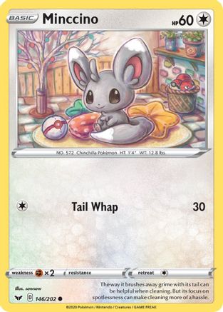 Minccino (146) 146/202 - Reverse Holofoil SWSH01 Sword & Shield Base Set - Common
