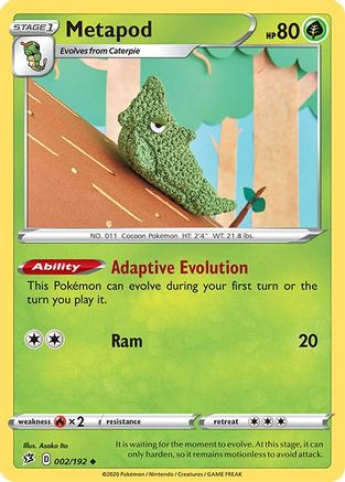 Metapod 002/192 - Reverse Holofoil SWSH02 Rebel Clash - Uncommon