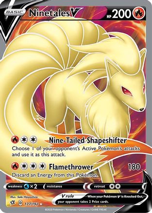 Ninetales V (Full Art) 177/192 - Holofoil SWSH02 Rebel Clash - Ultra Rare