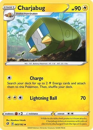 Charjabug 065/192 - Reverse Holofoil SWSH02 Rebel Clash - Uncommon