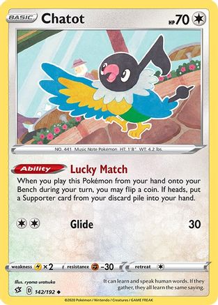 Chatot 142/192 - Reverse Holofoil SWSH02 Rebel Clash - Uncommon