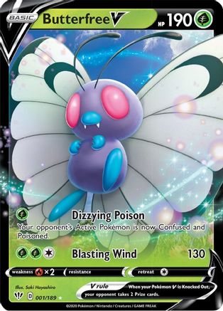 Butterfree V 001/189 - Holofoil SWSH03 Darkness Ablaze - Ultra Rare