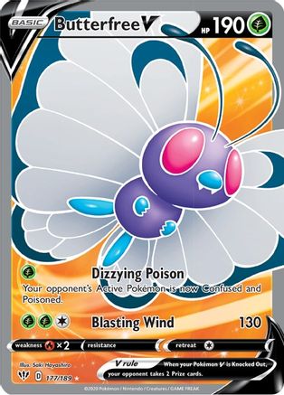 Butterfree V (Full Art) 177/189 - Holofoil SWSH03 Darkness Ablaze - Ultra Rare