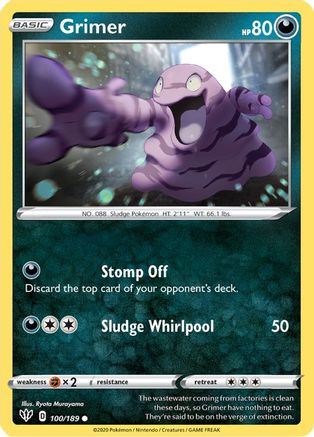 Grimer 100/189 - Reverse Holofoil SWSH03 Darkness Ablaze - Common