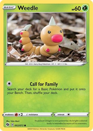 Weedle 002/73 - Reverse Holofoil Champions Path - Common