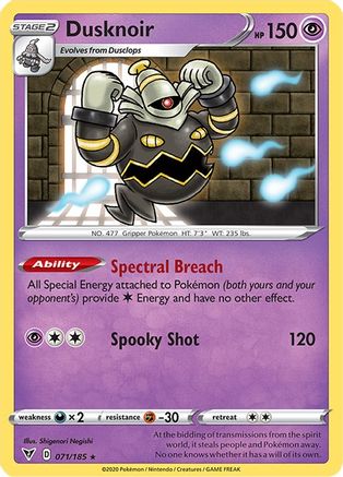Dusknoir 071/185 - Holofoil SWSH04 Vivid Voltage - Holo Rare