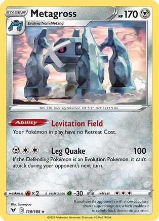 Metagross 118/185 - Reverse Holofoil SWSH04 Vivid Voltage - Rare