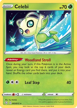 Celebi 003/072 - Reverse Holofoil Shining Fates - Rare