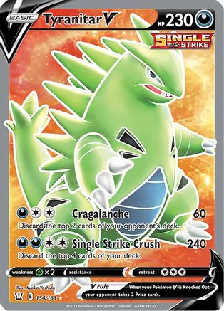 Tyranitar V (Full Art) 154/163 - Holofoil SWSH05 Battle Styles - Ultra Rare