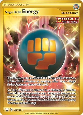 Single Strike Energy (Secret) 183/163 - Holofoil SWSH05 Battle Styles - Secret Rare