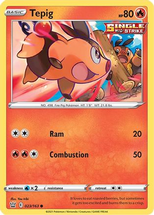 Tepig 023/163 - Reverse Holofoil SWSH05 Battle Styles - Common