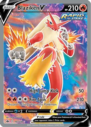 Blaziken V (Full Art) 161/198 - Holofoil SWSH06 Chilling Reign - Ultra Rare