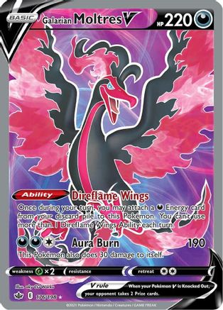 Galarian Moltres V (Full Art) 176/198 - Holofoil SWSH06 Chilling Reign - Ultra Rare