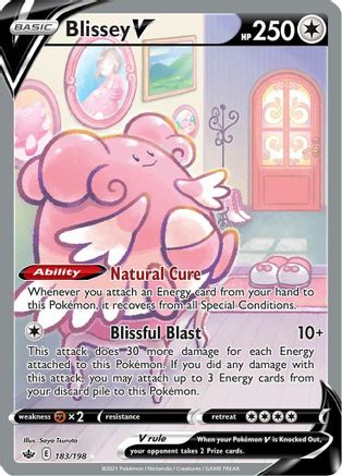 Blissey V (Alternate Full Art) 183/198 - Holofoil SWSH06 Chilling Reign - Ultra Rare