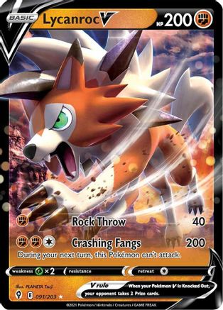 Lycanroc V 091/203 - Holofoil SWSH07 Evolving Skies - Ultra Rare