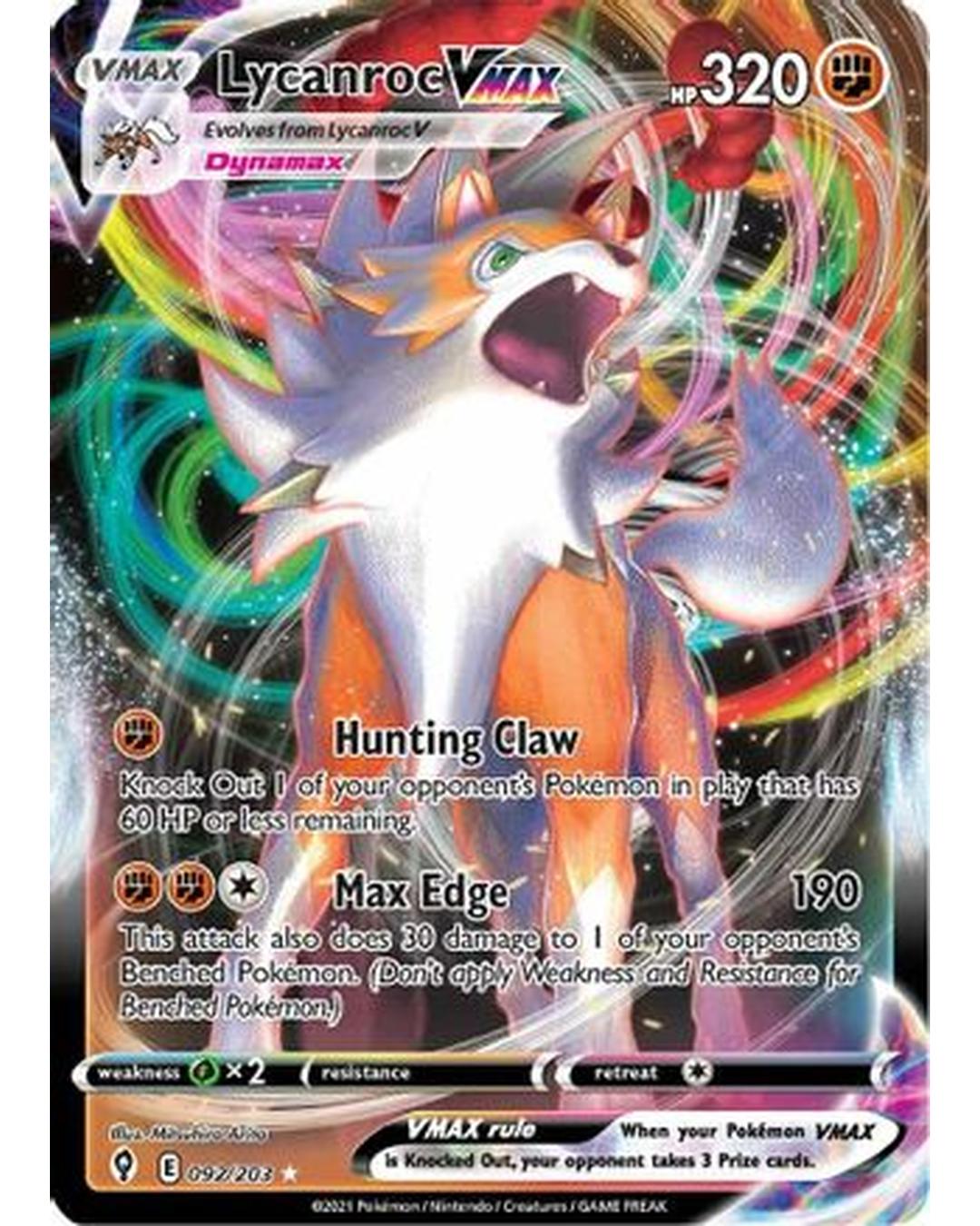 Lycanroc VMAX 092/203 - Holofoil SWSH07 Evolving Skies - Ultra Rare