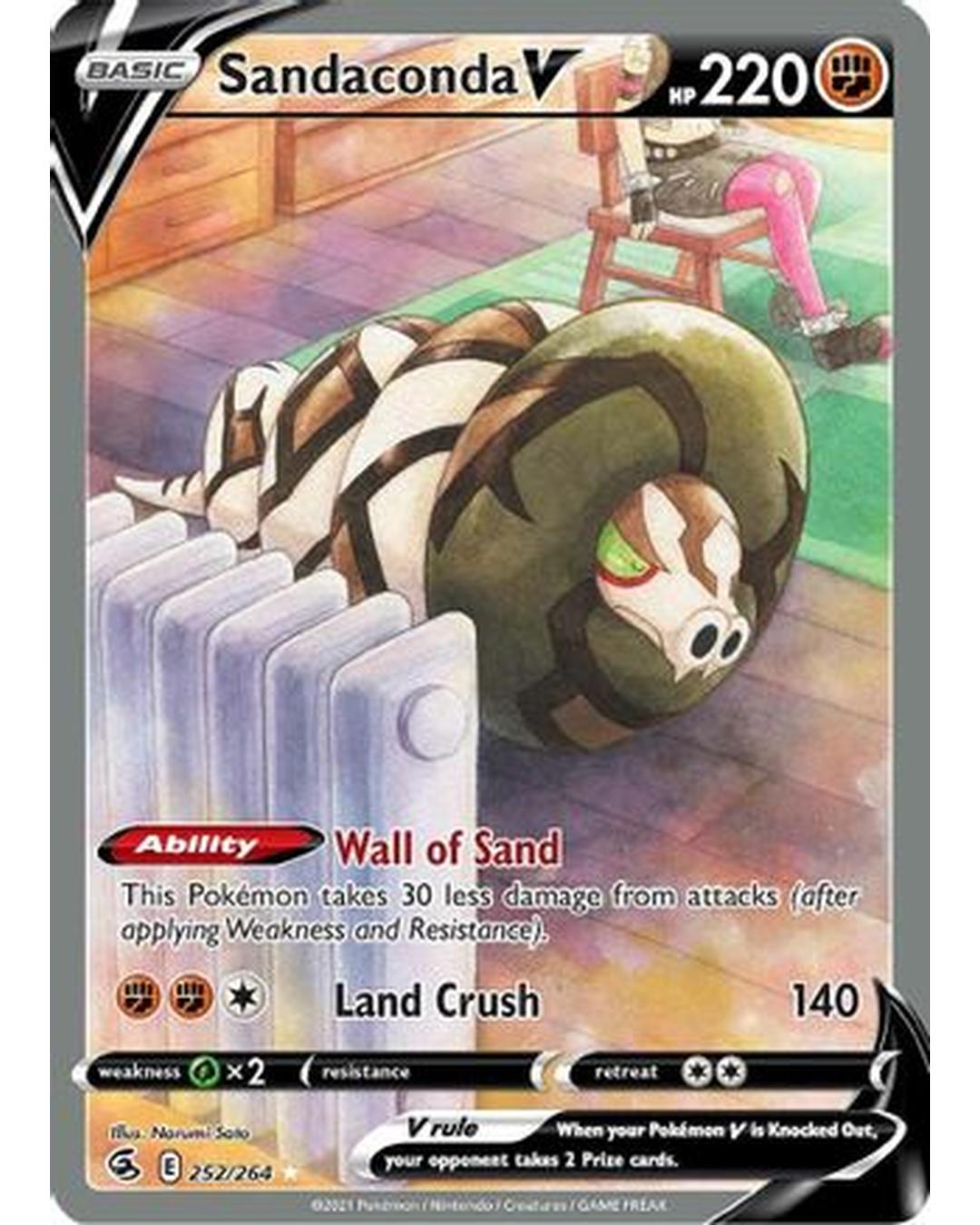 Sandaconda V (Alternate Full Art) 252/264 - Holofoil SWSH08 Fusion Strike - Ultra Rare