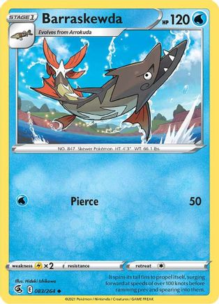 Barraskewda 083/264 - Reverse Holofoil SWSH08 Fusion Strike - Uncommon