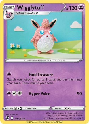 Wigglytuff 111/264 - Reverse Holofoil SWSH08 Fusion Strike - Uncommon