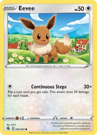 Eevee 205/264 - Reverse Holofoil SWSH08 Fusion Strike - Common