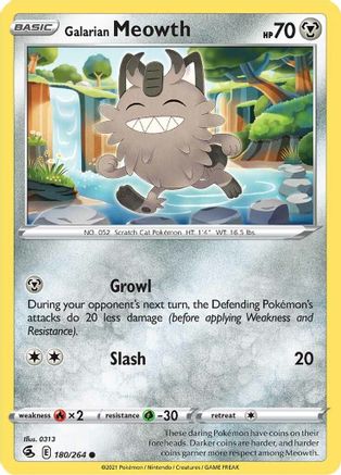 Galarian Meowth 180/264 SWSH08 Fusion Strike - Common