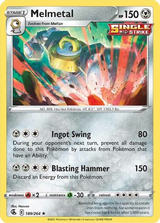 Melmetal 189/264 - Holofoil SWSH08 Fusion Strike - Holo Rare