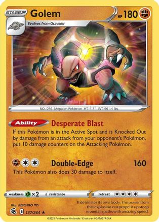 Golem 137/264 - Reverse Holofoil SWSH08 Fusion Strike - Rare