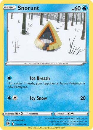 Snorunt 034/172 - Reverse Holofoil SWSH09 Brilliant Stars - Common