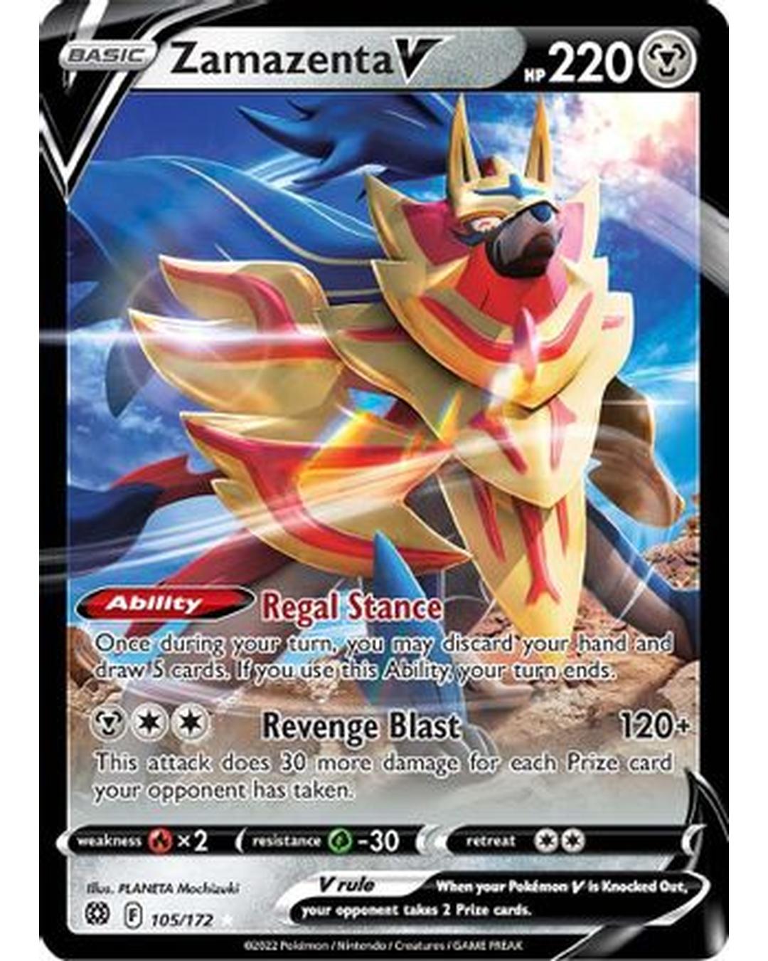 Zamazenta V 105/172 - Holofoil SWSH09 Brilliant Stars - Ultra Rare