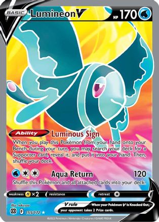 Lumineon V (Full Art) 155/172 - Holofoil SWSH09 Brilliant Stars - Ultra Rare