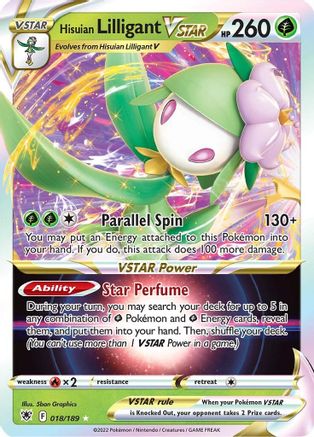 Hisuian Lilligant VSTAR 018/189 - Holofoil SWSH10 Astral Radiance - Ultra Rare