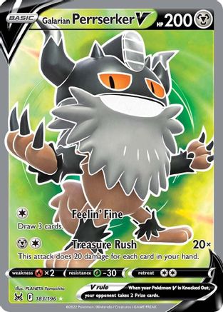 Galarian Perrserker V (Full Art) 183/196 - Holofoil SWSH11 Lost Origin - Ultra Rare