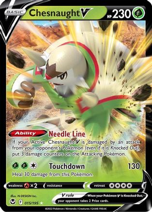 Chesnaught V 015/195 - Holofoil SWSH12 Silver Tempest - Ultra Rare
