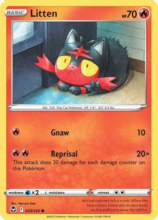 Litten 030/195 - Reverse Holofoil SWSH12 Silver Tempest - Common