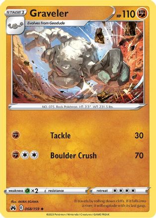 Graveler 068/159 - Reverse Holofoil Crown Zenith - Uncommon