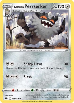 Galarian Perrserker 085/159 - Reverse Holofoil Crown Zenith - Rare
