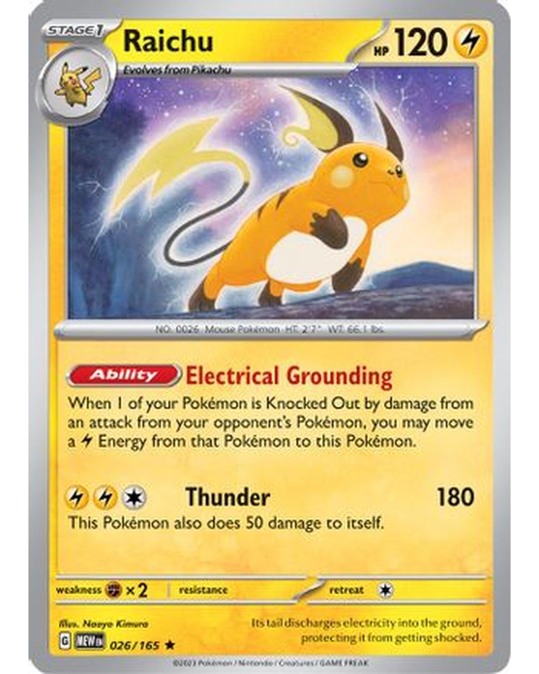 Raichu 026/165 - Holofoil SV Scarlet & Violet 151 - Rare