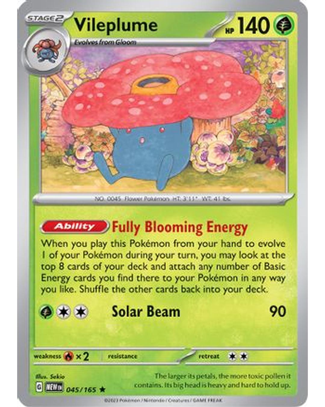 Vileplume 045/165 - Reverse Holofoil SV Scarlet & Violet 151 - Rare
