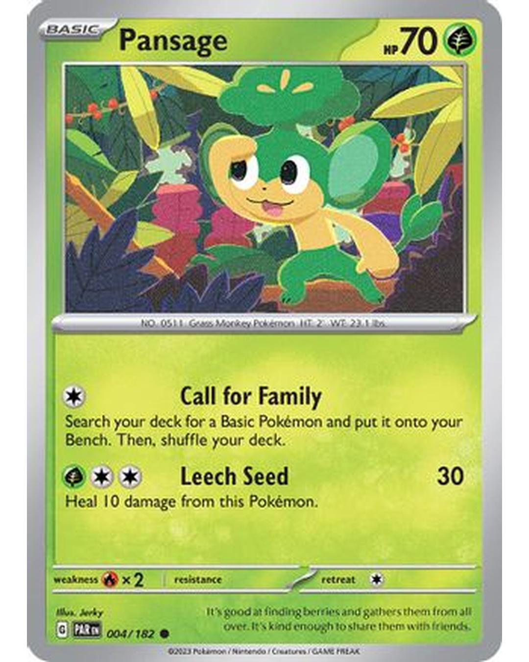 Pansage 004/182 - Reverse Holofoil SV04 Paradox Rift - Common