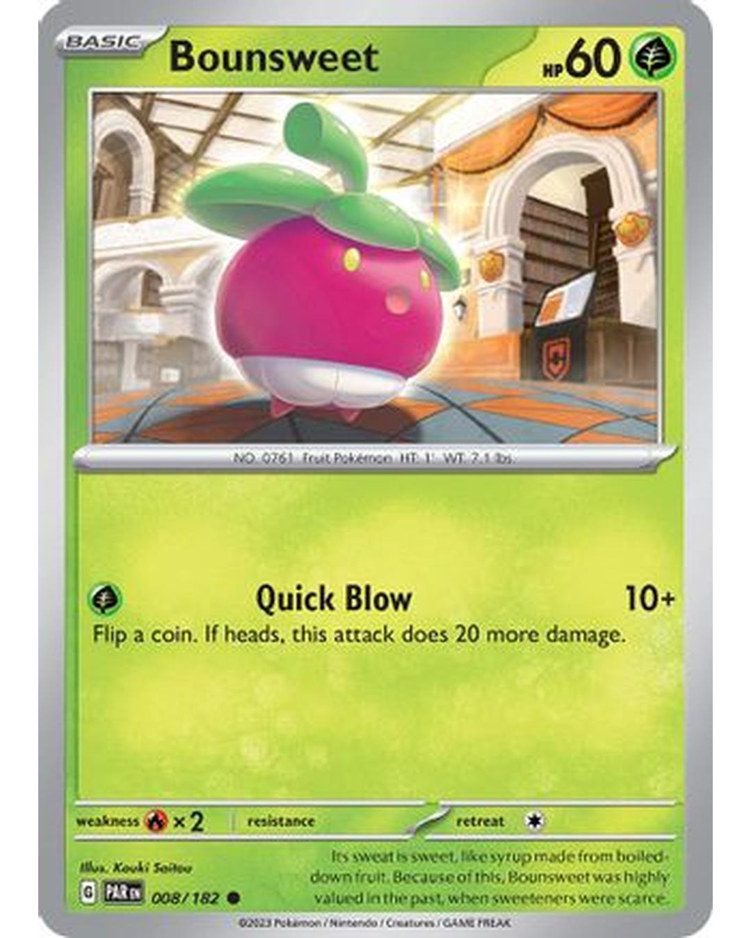 Bounsweet 008/182 - Reverse Holofoil SV04 Paradox Rift - Common