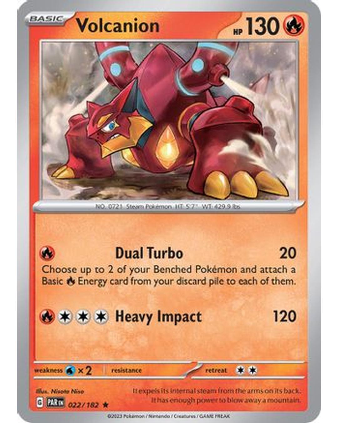 Volcanion 022/182 - Reverse Holofoil SV04 Paradox Rift - Rare