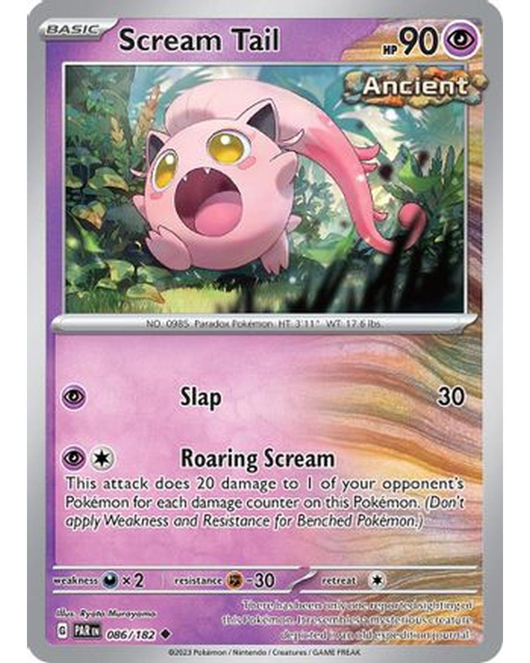 Scream Tail 086/182 - Reverse Holofoil SV04 Paradox Rift - Uncommon