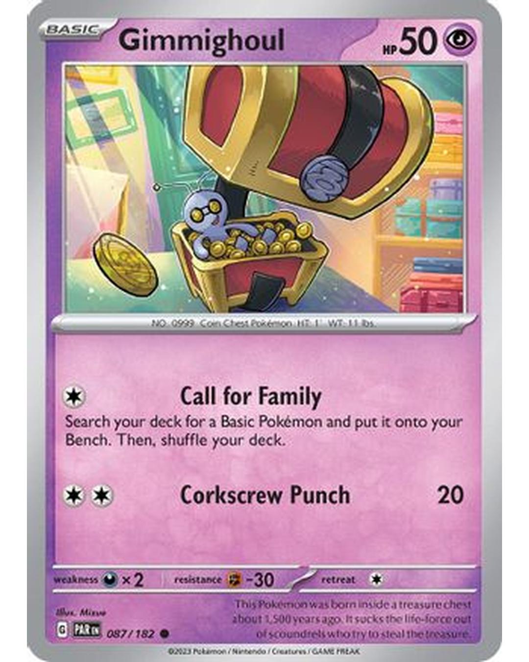 Gimmighoul 087/182 - Reverse Holofoil SV04 Paradox Rift - Common