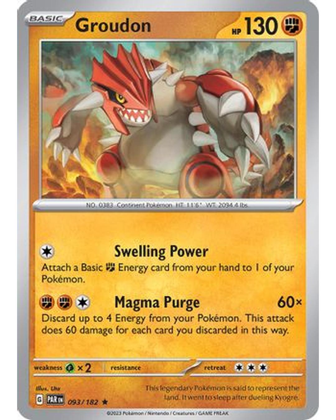 Groudon 093/182 - Holofoil SV04 Paradox Rift - Rare