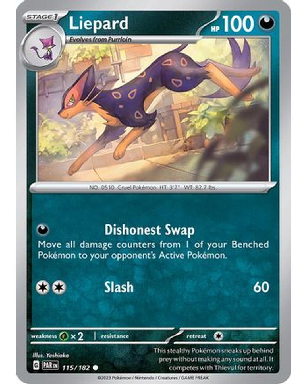 Liepard 115/182 - Reverse Holofoil SV04 Paradox Rift - Common