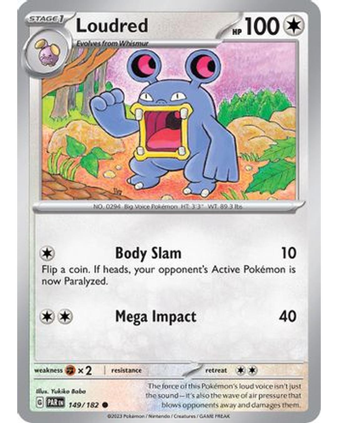 Loudred 149/182 - Reverse Holofoil SV04 Paradox Rift - Common