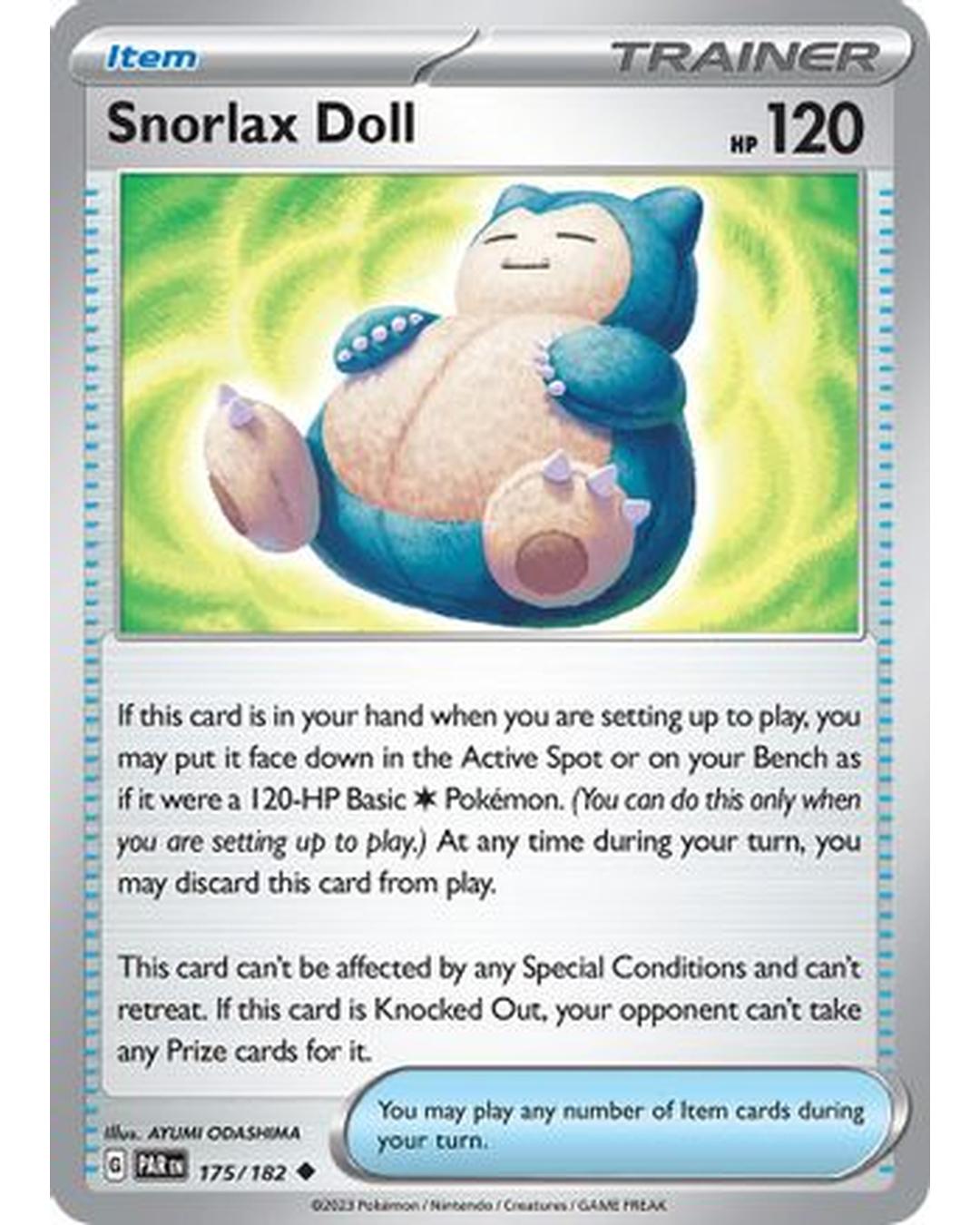 Snorlax Doll 175/182 - Reverse Holofoil SV04 Paradox Rift - Uncommon